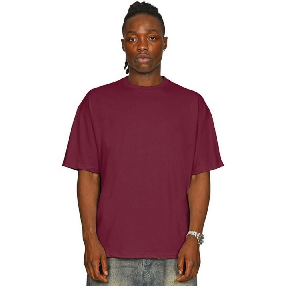 Casual Classics Unisex Adult Combed Ringspun Cotton Oversized T-Shirt / Burgundy